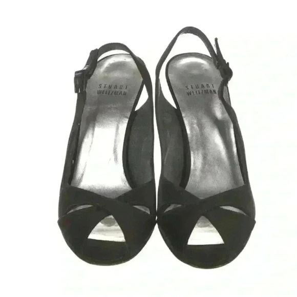 SALE!! STUART WEITZMAN Satin Slingback Sandals Size 6 Heels Wedding Guest Y2K - Picture 3 of 5